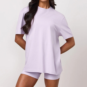 Camiseta de Manga Corta con Cuello Redondo y Logotipo Personalizado al por Mayor para Mujer, Ajuste Holgado, Color Sólido, Tejido Transpirable, Ropa Casual de Primavera - Product Image 2