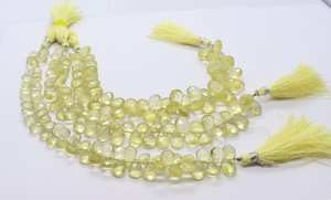 Cuentas de Cuarzo Limón Natural AAA, Forma de Pera Facetada, 8x11MM, Hilo de 8 Pulgadas, Cuentas de Cuarzo Limón para Fabricación de Joyería, Venta al Por Mayor - Product Image 2