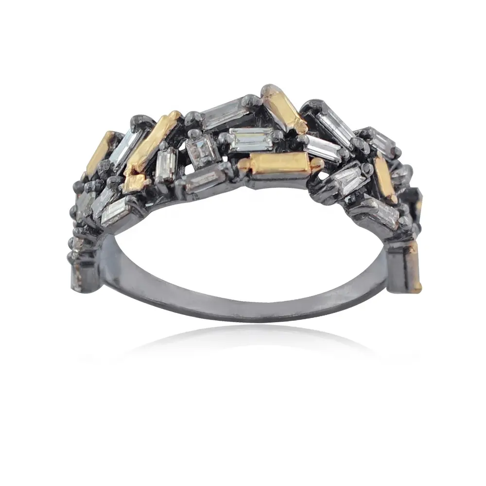 Silber Pave Diamant Baguette Ewigkeit Band Ring von Metarock Juwelen