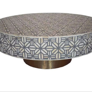 Mesa con Incrustaciones de Hueso de ILAHI, Diseño Moderno con Detalles de Ágata, Almacenamiento Portátil, Muebles para el Hogar - Product Image 1