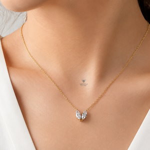 Marquise Cut Lab Grown Diamond Butterfly Necklace D Color VVS Clarity 14K 18K <b>Solid</b> <b>Gold</b> 16 Inch Custom <b>Pendant</b> Jewelry Supplier - Product Image 4