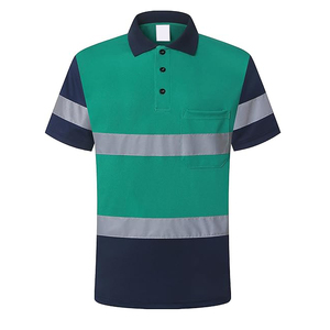 High Visibility <b>Yellow</b> Reflective <b>Polo</b> <b>Shirt</b> <b>Men's</b> Workwear Safety Uniform Polyester Breathable Quick Dry Industrial Use - Product Image 5