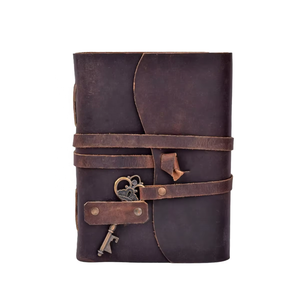 Rustic Buff Vintage Leather Journal with Key Closure 100 Sheets Handmade Diary Notebook Writing <b>Gifts</b> Travel <b>Memory</b> Book - Product Image 1