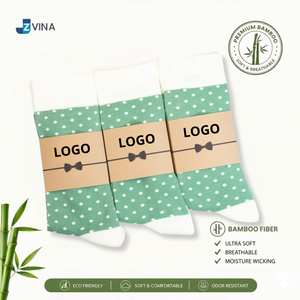 Calcetines de Fibra de Bambú para Hombre, Diseño de Puntos, Color Verde, Logotipo Personalizado, Ecológicos, Transpirables, para Uso Diario, Temporada de Primavera, JZVINA - Product Image 3