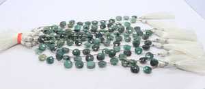 Esmeralda natural facetada en forma de corazón, tipo briolette, de 9 a 10 mm, cuentas de esmeralda auténtica, hilo de 6 pulgadas, cuentas de primera calidad en forma de corazón. - Product Image 3