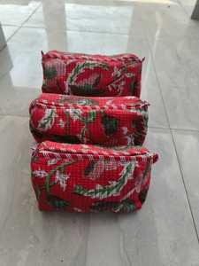 Juego de 3 Bolsas de Aseo de Algodón Puro de Primera Calidad, Organizador de Cosméticos Acolchado, Bolsa de Maquillaje de Viaje Resistente al Agua para Mujer - Product Image 1