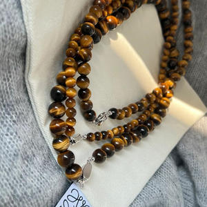 Nuevo Collar de Cuentas de Piedra Ojo de Tigre de Lujo para Mujer, Cadena Retro China para Clavícula, Moda de Primavera Verano - Product Image 1