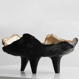 Bol en céramique artisanal de luxe, finition dorée, décoration intérieure haut de gamme, design sculptural artistique, style américain - Product Image 1