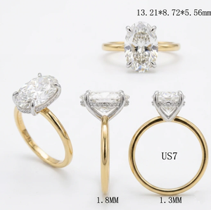 แหวนเพชรรูปไข่ 4 กะรัต ชุบทอง 9K ระดับ E VVS2 สำหรับวงแหวน Eternity ที่ได้รับการรับรอง - Product Image 4