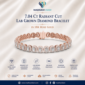 Fine Jewelry 7.04 CT Radiant Cut Lab Grown Diamond Bracelet in 18K <b>Rose</b> Gold - Product Image 1