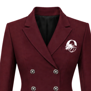 Custom <b>Burgundy</b> <b>Women</b> Horse Riding Double Breasted Tailored Slim Fit Long Sleeve Formal Business Office Printed Eco-Friendly - Product Image 3