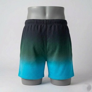 Shorts dégradés noirs pour hommes, cordon de serrage, taille élastique, décontractés, athlétiques, streetwear stylé, personnalisables OEM ODM - Product Image 6