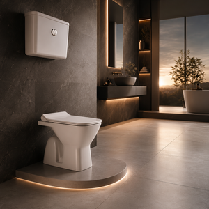 WC moderne en céramique à deux pièces, à poser au sol, à fermeture lente, à évacuation par gravité, facile à nettoyer, à siphon en S, pour hôtels, hôpitaux, villas, salons et extérieurs - Product Image 6