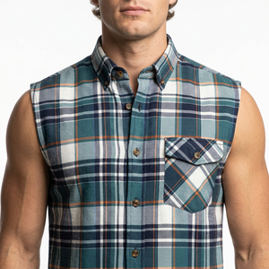 Chemises sans manches unisexes en flanelle à carreaux de coton épais, écologiques, pour hommes, style mode, vente chaude, luxe - Product Image 5
