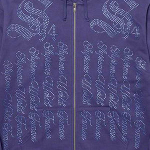 Sudadera con capucha personalizada con cremallera y pedrería para hombre, estilo urbano, proveedor de sudaderas con pedrería, sudadera básica personalizada con pedrería - Product Image 3