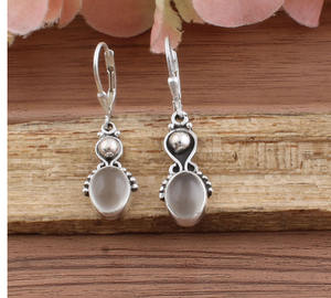 Pendientes de Piedra Lunar Blanca Natural, Plata de Ley 925, Pendientes Geométricos Colgantes, Joyería de Piedra Natal de Junio para Mujer, Fiesta de Bodas, Lujo - Product Image 5