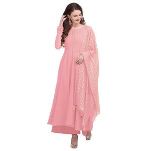 Bata crepé atractiva con lámina estampada DUPATTA ROSA CLARO - Product Image 1