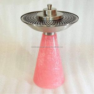Quemador de Incienso Metálico con Base Cónica y Acabado de Mármol, Parrilla Geométrica de Malla, Mabkhara, Incensario de Incienso, Decoración del Hogar, Venta Directa OEM - Product Image 3