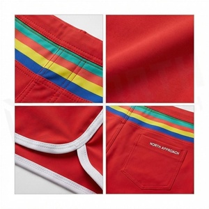 North Approach Women Red Striped Swim Shorts With Pockets Quick Dry Contrast Binding - Product Image 4