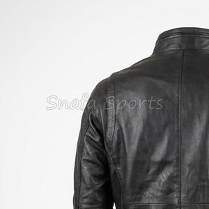 Vestes pour hommes, mode automne-hiver, veste en cuir pour hommes, coupe ajustée, veste en cuir véritable, style motard vintage - Product Image 6