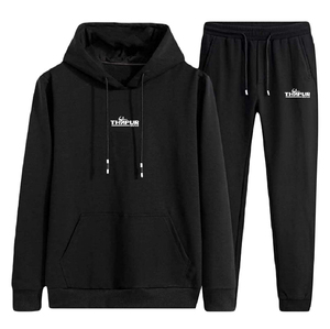 Ensemble sweat à capuche et pantalon de jogging unisexe personnalisé, imprimé, écologique, en molleton uni, style streetwear, pour l'hiver - Product Image 3