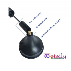 ETEILY ET-5G9M-1L3-SMS-S17 Antenne magnétique à ressort 5G 9dBi de qualité supérieure, câble RG174 (L-3Mtr) + connecteur SMA (M) St. IP65 - Product Image 3