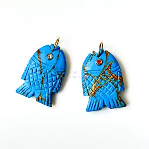 Colgante de Pez de Cobre Turquesa AAA, Collar de Plata 925 Hecho a Mano con Gema, Amuleto de Cristal Curativo Tallado a Mano, Joyería de Lujo de Moda - Product Image 4