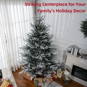 Albero di Natale Artificiale Innevato da 210 cm con 1218 Punte, Apertura Automatica, Materiale PE/PVC Verde, Base in Acciaio - Product Image 4
