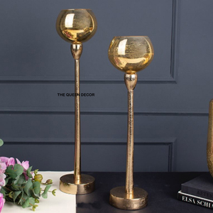 Ensemble de 3 bougeoirs en métal avec finition dorée de luxe, design unique, écologique, décoration de Noël et de mariage pour la maison - Product Image 1