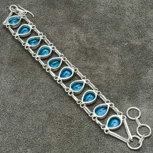 Pulsera de Topacio Azul, Hecha a Mano, Plata de Ley 925, Joyería con Piedra Azul Natural, Pulsera para Mujer, Regalo - Product Image 5