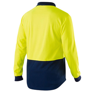 Wholesale <b>High</b> Visibility Outdoor Work Reflective Safety Breathable Unisex Long <b>T</b>-<b>Shirt</b> & Polo <b>Shirt</b> Spliced Hi-<b>Vis</b> Polo - Product Image 5