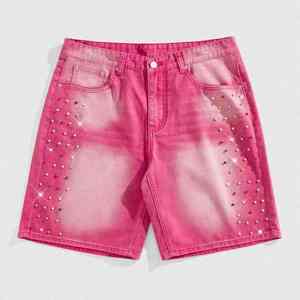 Shorts en jean pour homme, style décontracté, coupe ample, tissu résistant, pour un usage quotidien, détails brillants, look jean d'été - Product Image 3