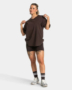 Camiseta Casual de Algodón 100% de Primera Calidad para Mujer, Corte Ajustado, con Logotipo y Diseño Personalizados, Color Marrón, Ropa de Marca Privada - Product Image 3