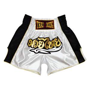 Pantalones cortos de Muay Thai de alta calidad, tela satinada, logotipo personalizado, transpirables, ligeros, cintura elástica, ropa de gimnasio para hombres y mujeres - Product Image 1