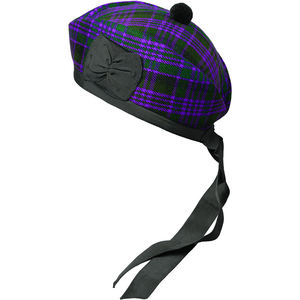 Accesorios para Gaitas de Fúnebres Royal Stewart Tartan, Gorro Escocés Glengarry 100% Lana con Pompón Negro en la Parte Superior y Cintas Decorativas - Product Image 2