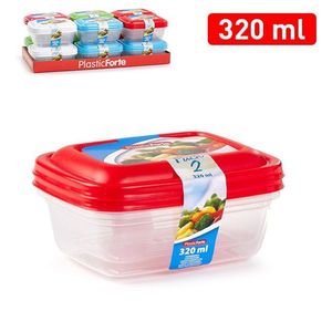 Contenitore per alimenti Plasticforte da 320 ml quadrato con coperchio per pasti e spuntini - Product Image 1