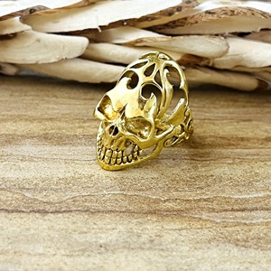 Latest New Design <b>Skull</b> <b>Ring</b> Gothic Brass Jewelry Men 18k Gold Plated Filigree Cutout Punk Skeleton Statement Wholesale/OEM/ODM - Product Image 6