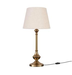 Lampe de table LED sans fil en or brossé avec abat-jour en tissu, style américain, intensité réglable, pour chambres et bureaux - Décoration intérieure classique - Product Image 3