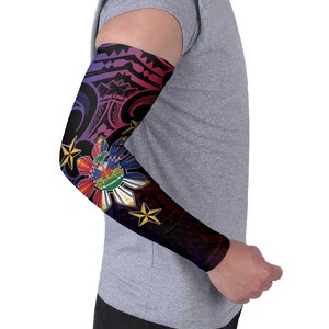 Manga de compresión de seda helada unisex con protección solar UPF50+ y diseño floral tribal, estampado por sublimación, para brazo completo - Product Image 4