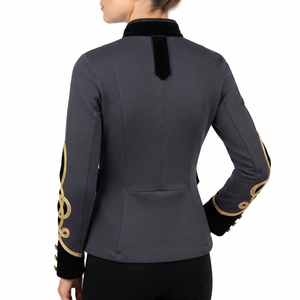 Veste de cérémonie pour femme, style hussard, bleu marine et or, tressée, avec garniture en velours noir, ajustée, style napoléonien - Product Image 5