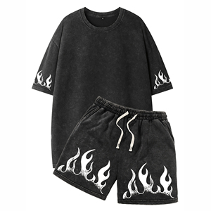 Men 2 Piece Shirt With Shorts Quickdry 100% Cotton casual Streetwear Printed <b>Set</b> Your Own Logo OEM Service - Product Image 1