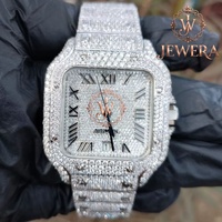 Montre analogique de luxe Jewera Mossinate en acier inoxydable or et argent avec verre, diamants véritables, mouvement mécanique de haute qualité, montre tendance