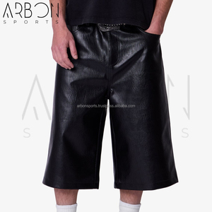 Premium Quality Loose Fit Good Selling Customized Logo Print Breathable Lightweight Durable Adult Outer Wear Leather Shorts - Product Image 5