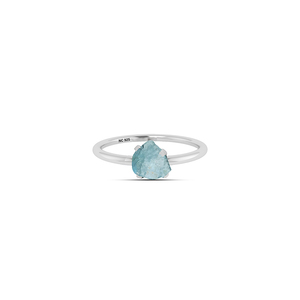 Anillo Minimalista de Plata 925 con Piedra Azul Natural, Engaste de Bisel y Garra, Unisex, para Uso Diario - Product Image 1