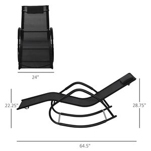 Lettino Prendisole a Dondolo da Esterno Zero-Gravity Nero per Prendere il Sole a Bordo Piscina - Product Image 3
