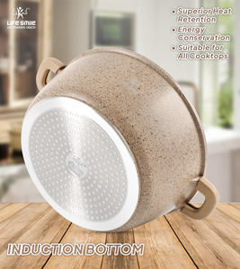 Ensemble complet de casseroles en granit Life Smile avec couvercles à rebord en silicone, poignées amovibles, antiadhésives, compatibles induction - Product Image 5