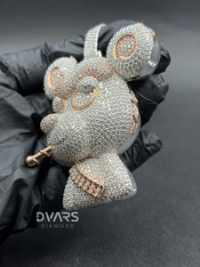 Colgante de oso de peluche de plata de ley 925 con moissanita VVS que pasa la prueba del diamante, estilo streetwear para hombre - Product Image 2
