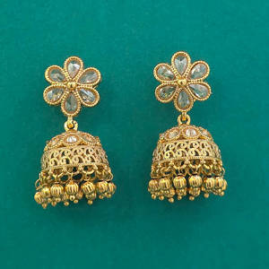 Achetez en ligne des Jhumki antiques de qualité export avec placage or 233091 - Product Image 4