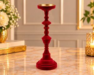 Support de bougie sans flamme universel en fer et velours rouge, fait main, écologique, avec bordure dorée, pour la décoration intérieure - Product Image 2