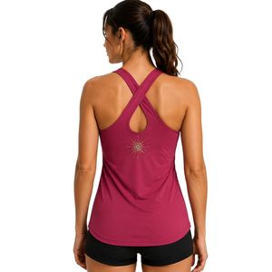 Berry <b>Red</b> Women Racerback Tank Top Printed Sleeveless Gym Yoga Fitness Workout Running Activewear Moisture Wicking Custom OEM - Product Image 2